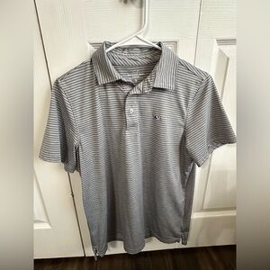 Vineyard Vines Grey Striped Polo Shirt 
Boys Sankaty Performance XL (18)